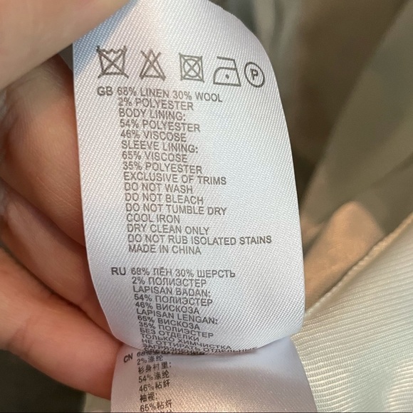 Reiss Turlington Linen Tailored Jacket Grey Size 4 - Picture 10 of 10